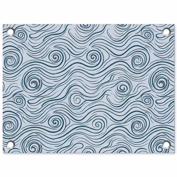 Patroon - Golven - Abstract - Modern - Blauw tuinposter los doek klein -3d