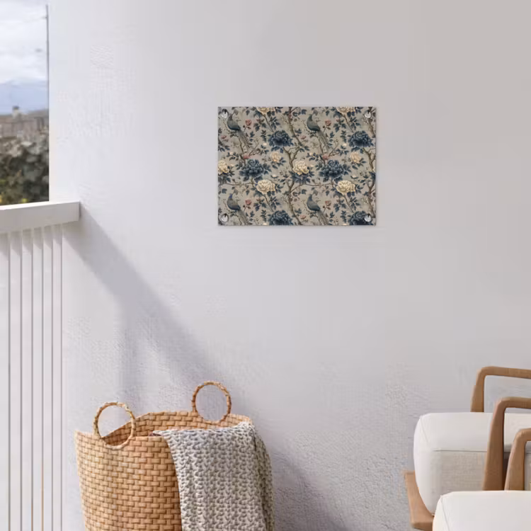 Pauw - Bloemen - Blauw tuinposter los doek klein 239 -sfeer8
