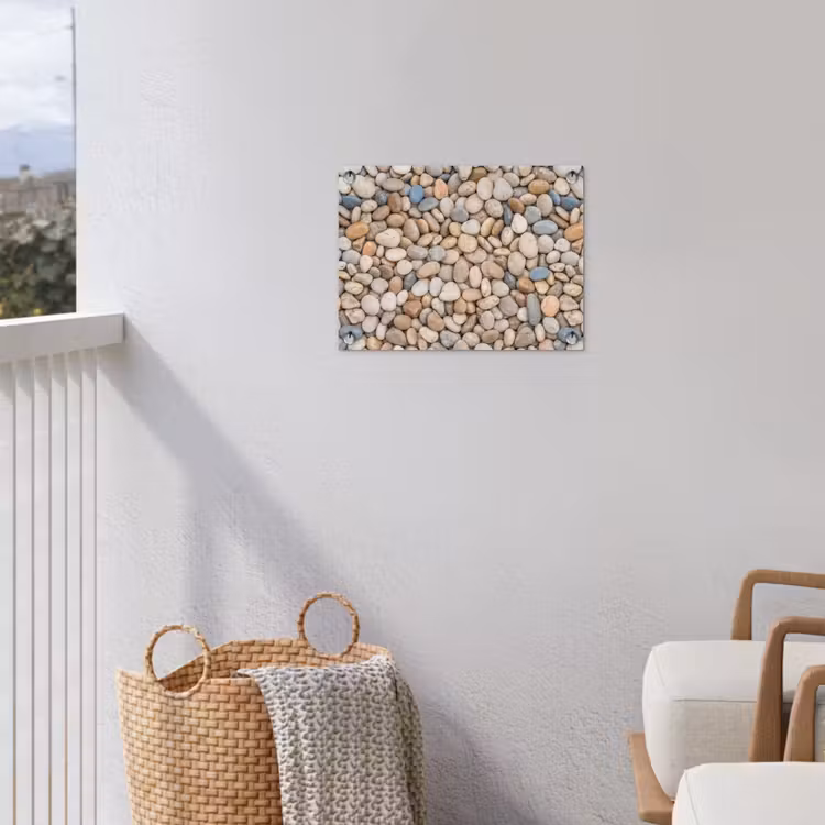 Kiezelstenen - Natuur - Textuur - Beige - Grijs tuinposter los doek klein -sfeer8