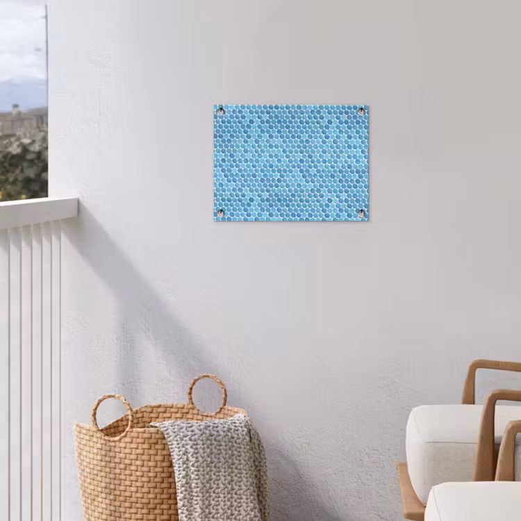 Penny - Mozaïek - Lichtblauw tuinposter los doek klein 239 -sfeer8