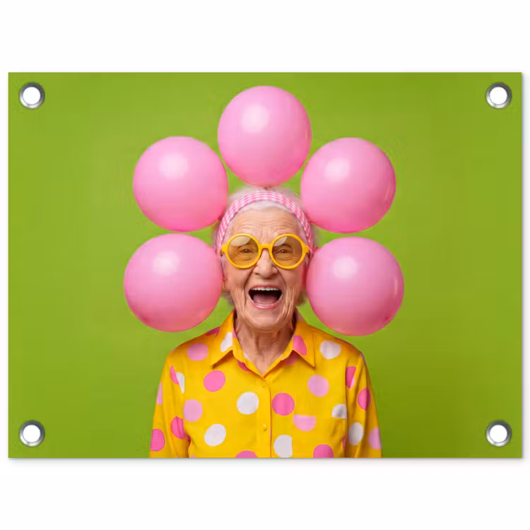 Mens - Ballonnen - Feest - Kleurrijk - Roze tuinposter los doek klein -3d