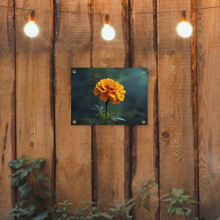 Bloemblaadjes - Afrikaan - Oranje - Wazig tuinposter los doek klein -sfeer1