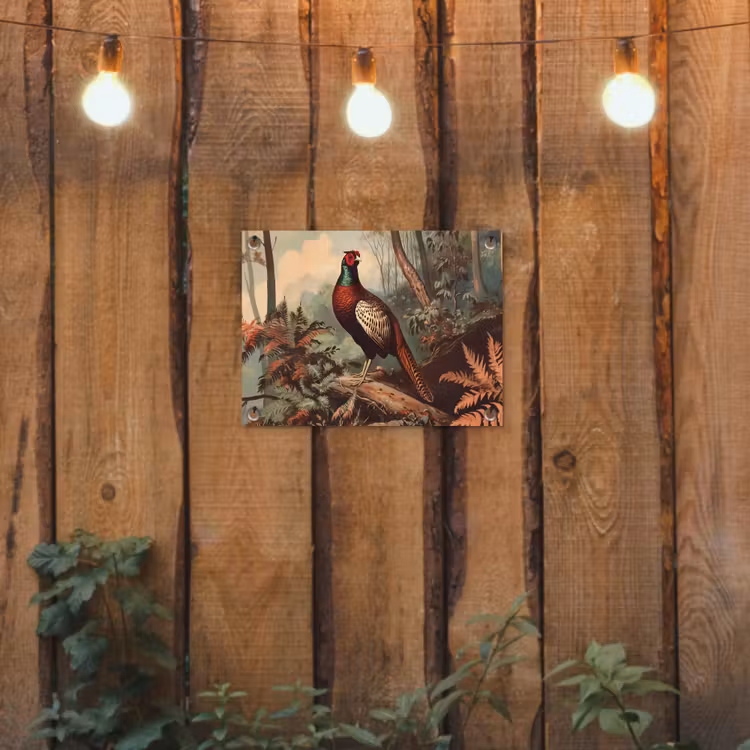 Fazant - Bos - Groen - Landschap tuinposter los doek klein -sfeer1