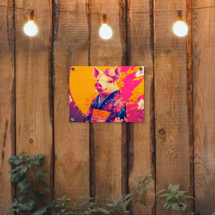 Varken - Bloemkroon - Kimono - Abstract tuinposter los doek klein -sfeer1