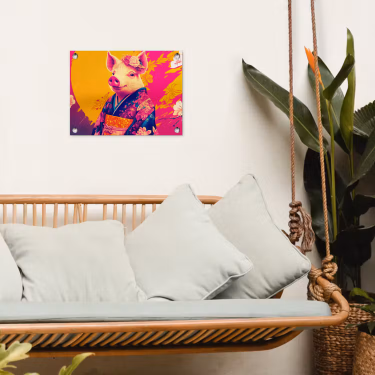 Varken - Bloemkroon - Kimono - Abstract tuinposter los doek klein -sfeer7