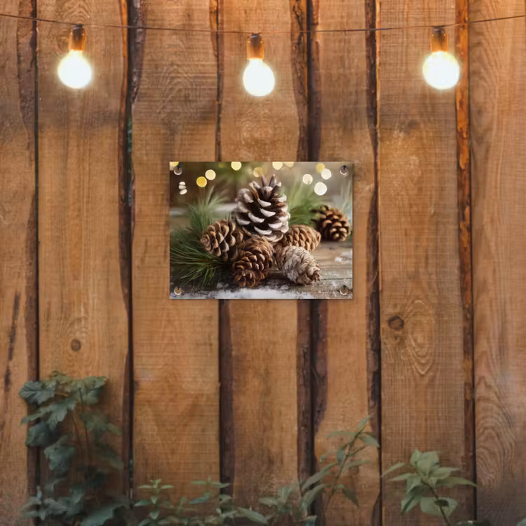 Dennenappels - Kerstsfeer - Bruin - Groen tuinposter los doek klein -sfeer1