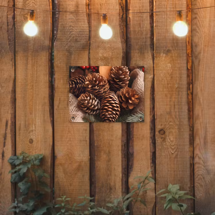 Dennenappels - Boom - Winter - Natuur - Bruin tuinposter los doek klein -sfeer1