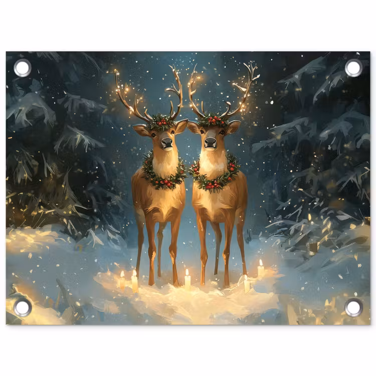 Dennensprookje - Rendier - Nacht tuinposter los doek klein -3d