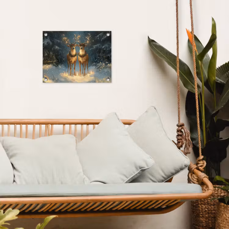 Dennensprookje - Rendier - Nacht tuinposter los doek klein -sfeer7