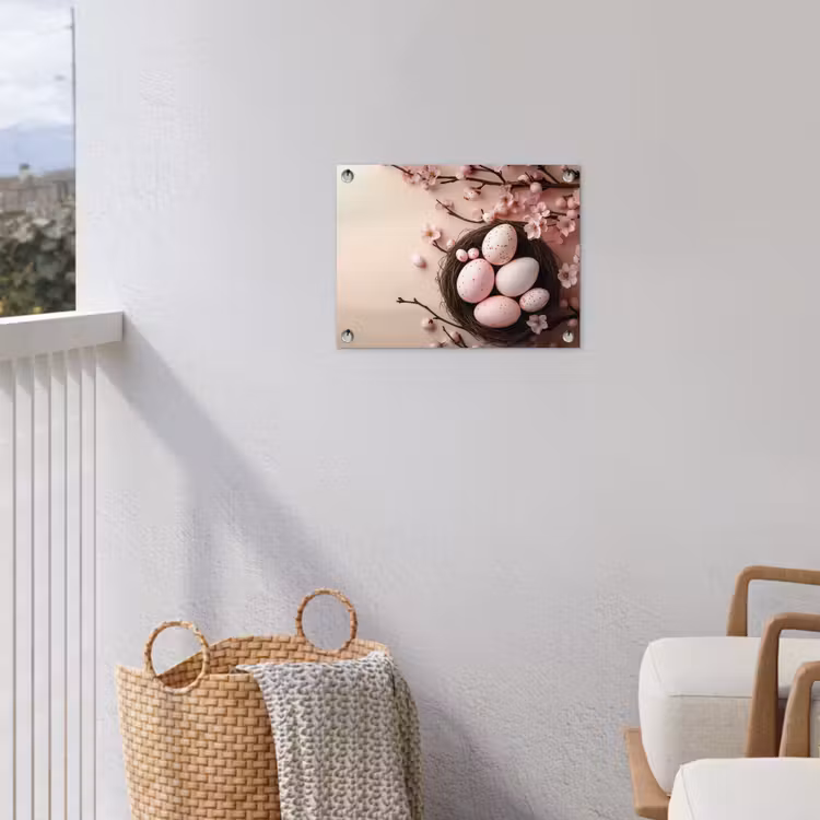 Roze - Bloesems - Eieren tuinposter los doek klein -sfeer8
