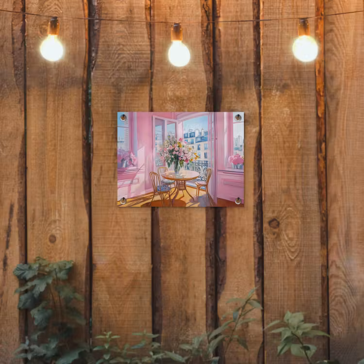 Pink - City - Bloemen tuinposter los doek klein -sfeer1