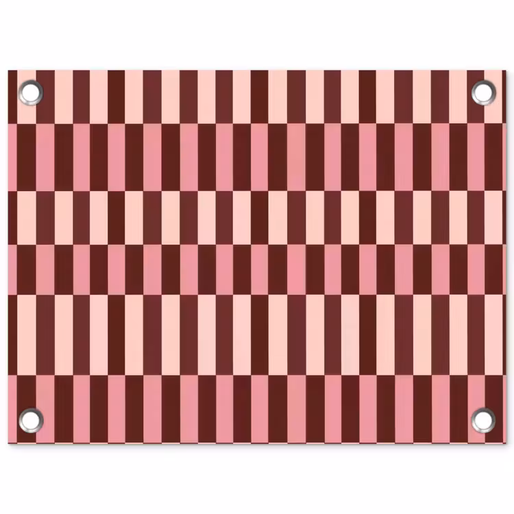 Roze - Rood - Blokjes tuinposter los doek klein 239 -3d