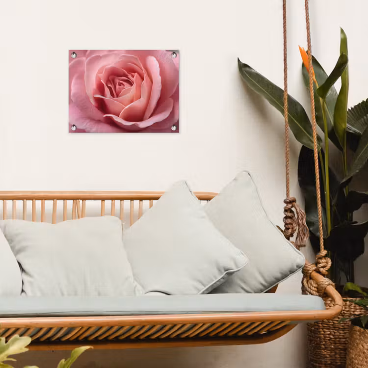 Roze - Roos - Romantisch tuinposter los doek klein -sfeer7