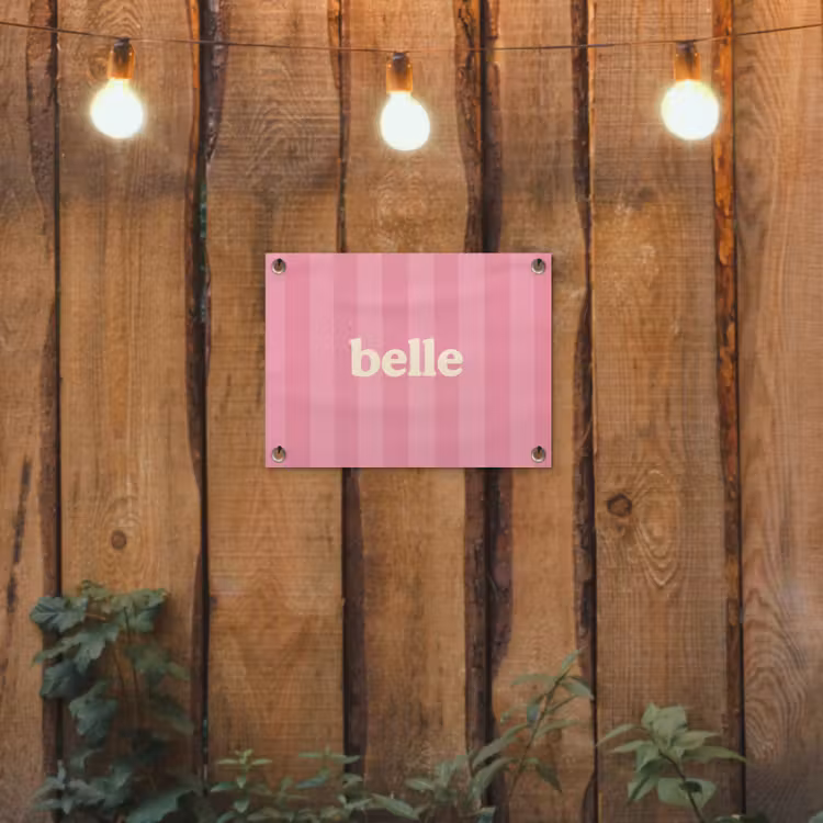 Roze - Gestreept - Belle tuinposter los doek klein -sfeer1