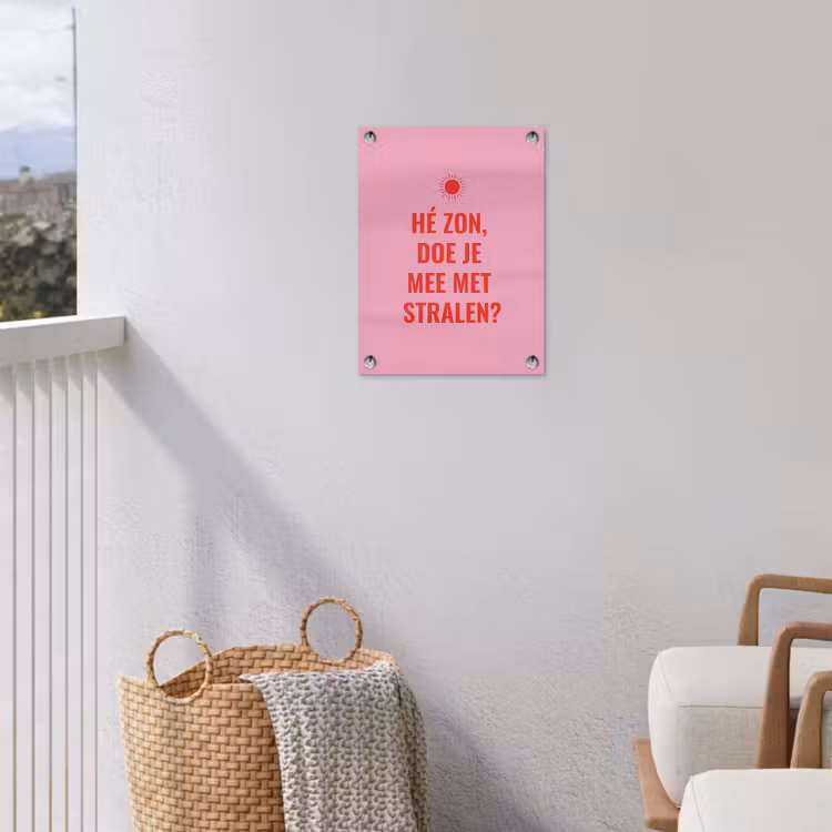 Roze - Zon - Quote tuinposter los doek klein -sfeer8