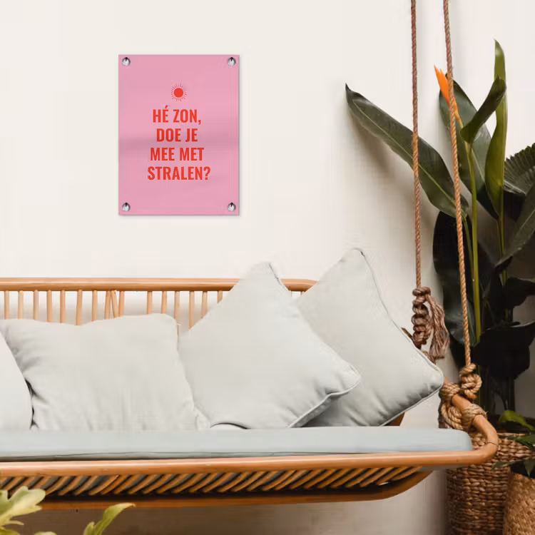 Roze - Zon - Quote tuinposter los doek klein -sfeer7