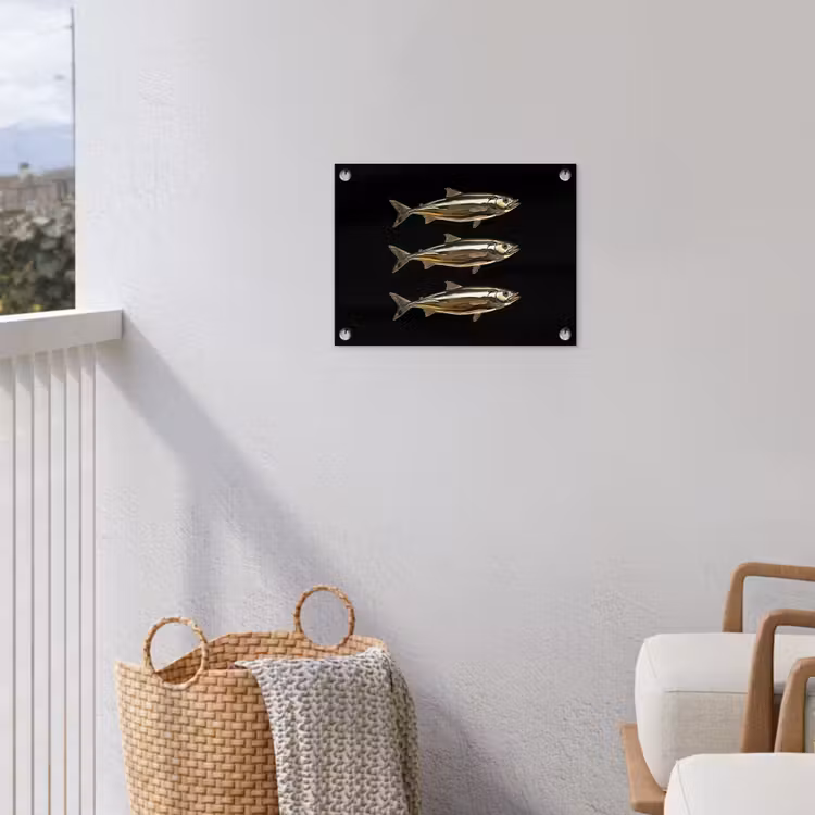 Vissen - Goud - Zwart tuinposter los doek klein -sfeer8