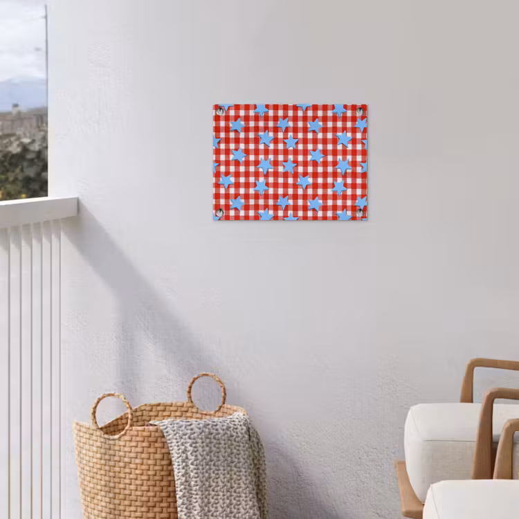 Ruit - Sterren - Rood tuinposter los doek klein 239 -sfeer8