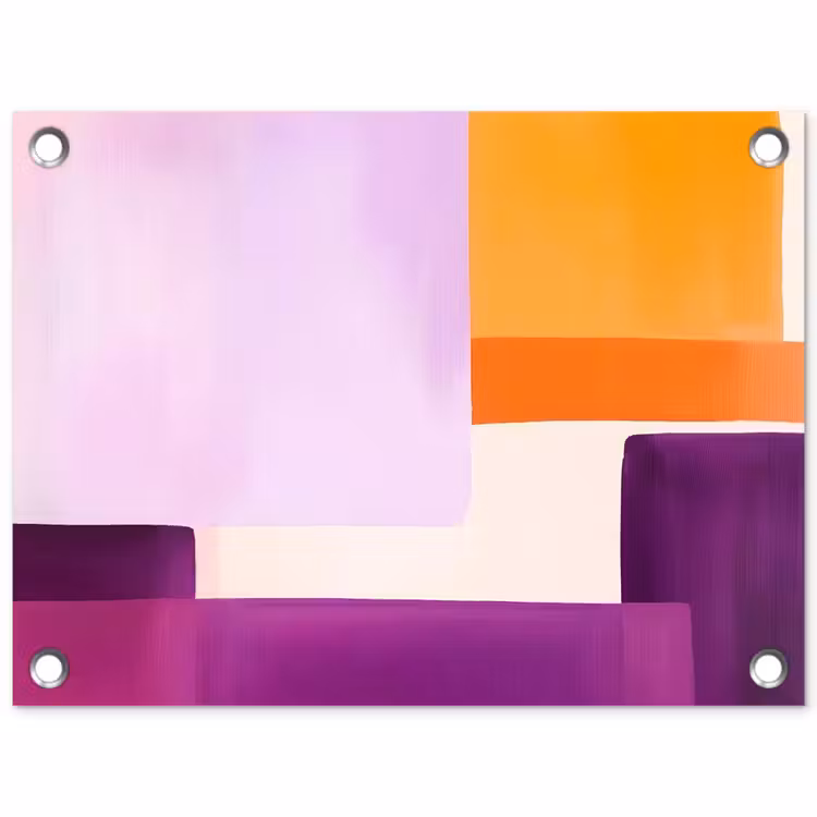 Vlakken - Abstract - Rechthoekig - Oranje tuinposter los doek klein -3d