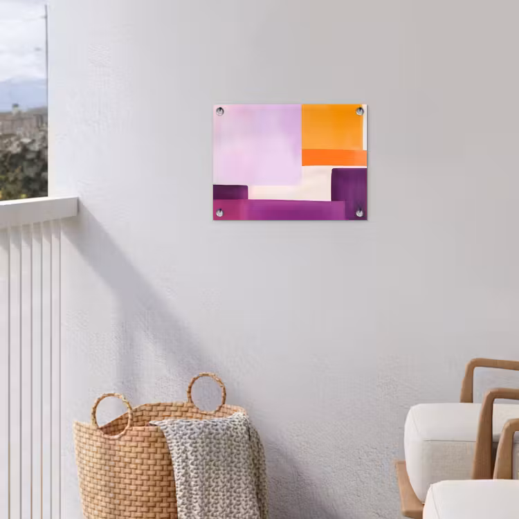 Vlakken - Abstract - Rechthoekig - Oranje tuinposter los doek klein -sfeer8