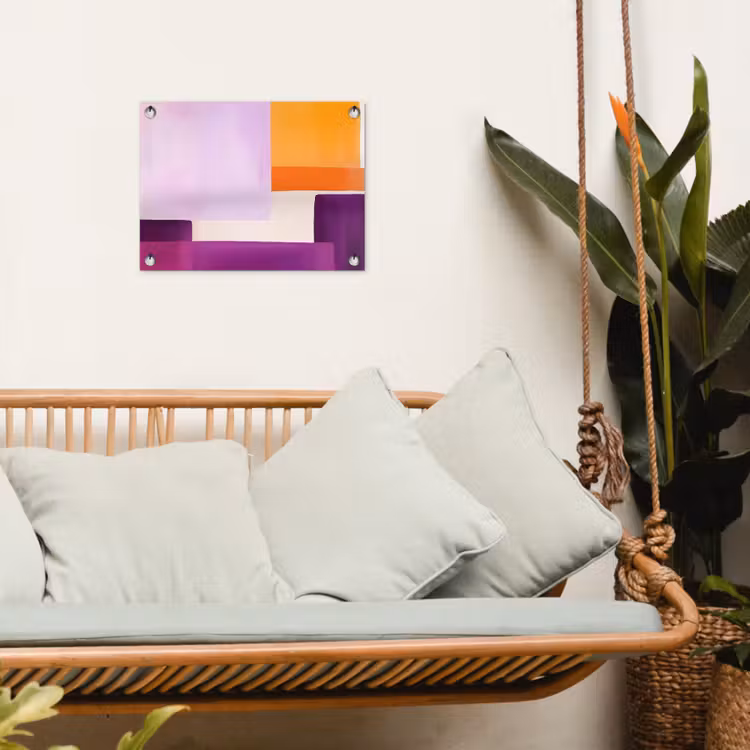 Vlakken - Abstract - Rechthoekig - Oranje tuinposter los doek klein -sfeer7