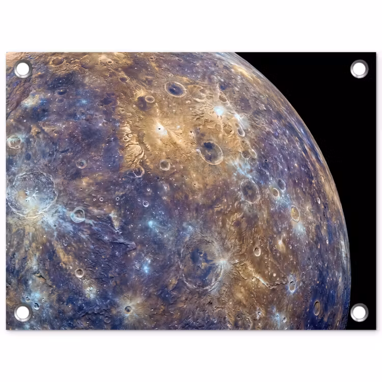 Garden Poster - Planet - Craters - Space - Planeet - Kraters - Ruimte tuinposter los doek klein