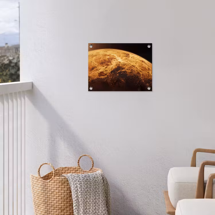 Garden Poster - Planet - Space - Orange - Planeet - Ruimte - Oranje tuinposter los doek klein