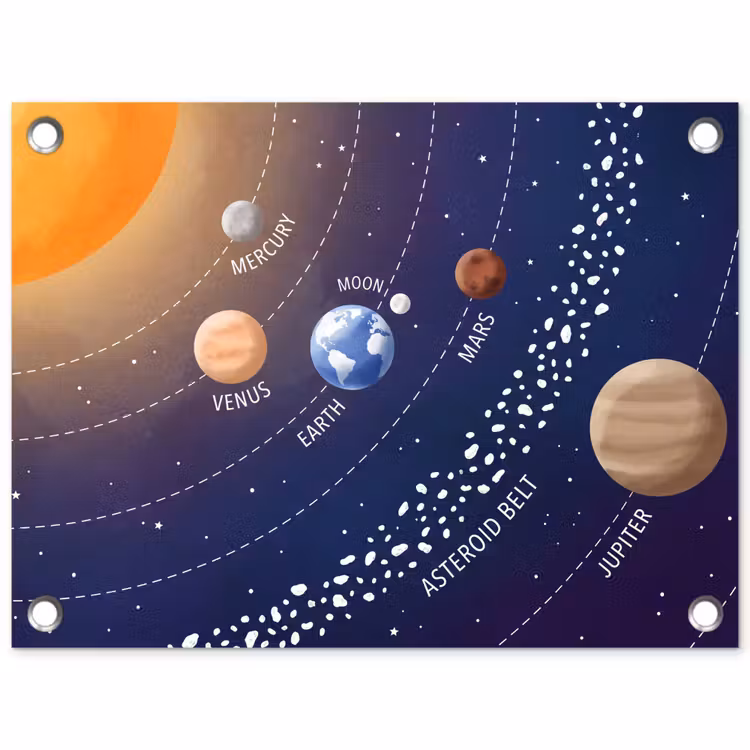 Planetenstelsel - Ruimte - Illustratie tuinposter los doek klein -3d