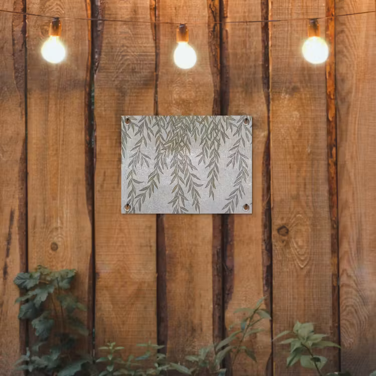 Planten - Mozaïek - Patroon - Groen - Blauw tuinposter los doek klein -sfeer1