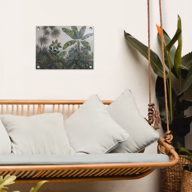Planten - Tropisch - Mozaïek - Groen - Natuur tuinposter los doek klein -sfeer7