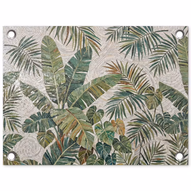 Planten - Tropisch - Mozaïek - Natuur - Groen tuinposter los doek klein -3d