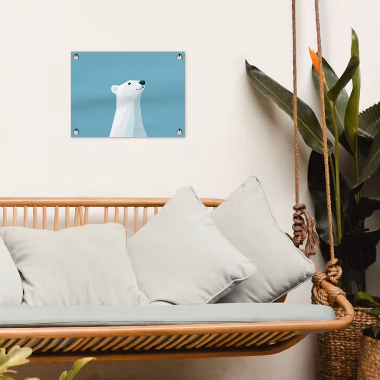 Ijsbeer - Lichtblauw - Minimalistisch tuinposter los doek klein -sfeer7