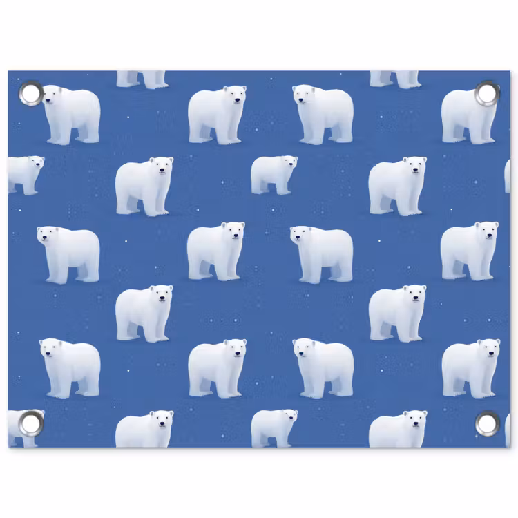 IJsbeer - Patroon - Blauw tuinposter los doek klein 239 -3d
