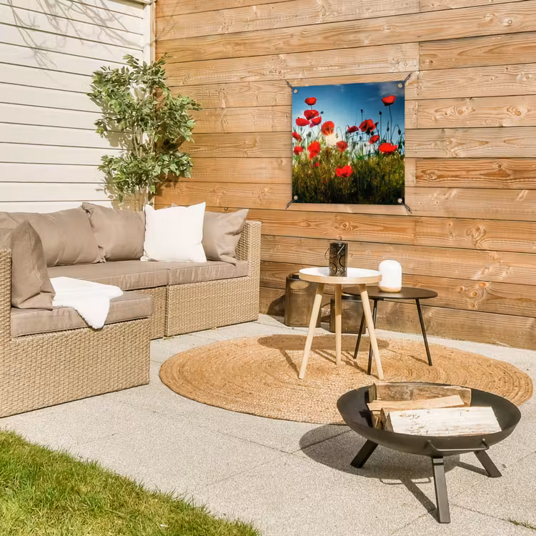 Klaprozen in tegenlicht tuinposter los doek klein -sfeer4