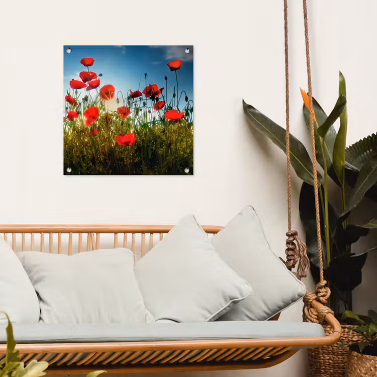 Klaprozen in tegenlicht tuinposter los doek klein -sfeer7