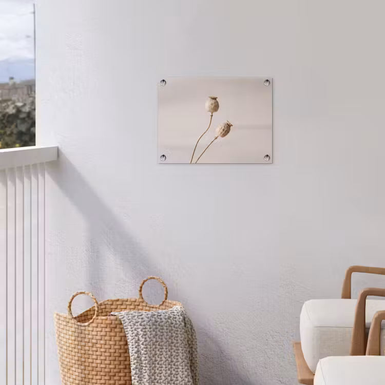 Papaverbollen - Droogbloemen - Minimalistisch - Beige - Rustig tuinposter los doek klein -sfeer8