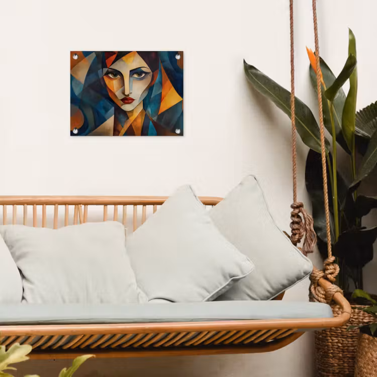 Portret - Abstract - Vormen tuinposter los doek klein -sfeer7