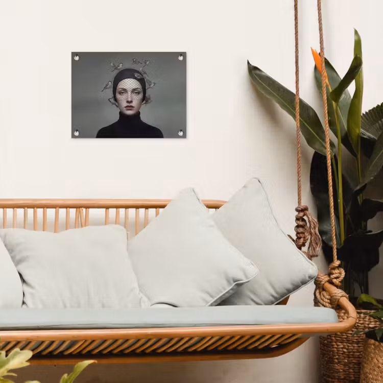Portret - Vogels - Zwart tuinposter los doek klein -sfeer7