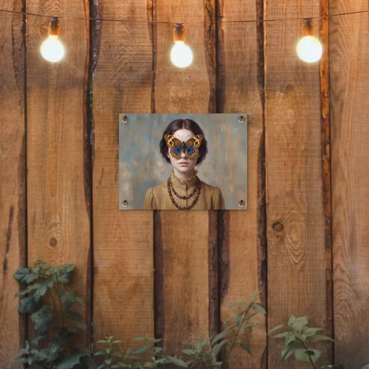 Portret - Vlinder - Kleurrijk tuinposter los doek klein -sfeer1