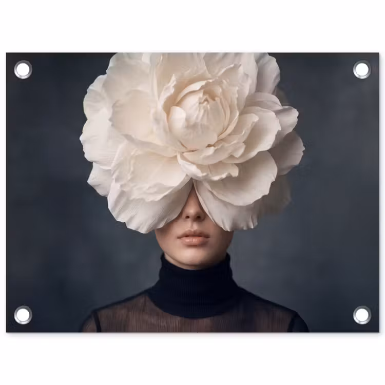 Portret - Mysterieus - Wit tuinposter los doek klein -3d
