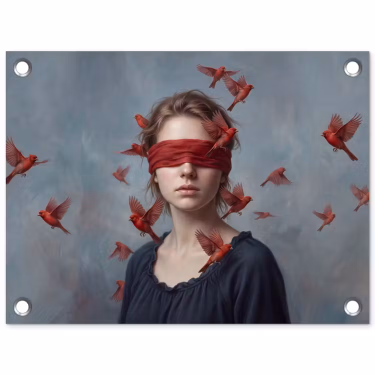 Portret - Krachtig - Rood tuinposter los doek klein -3d