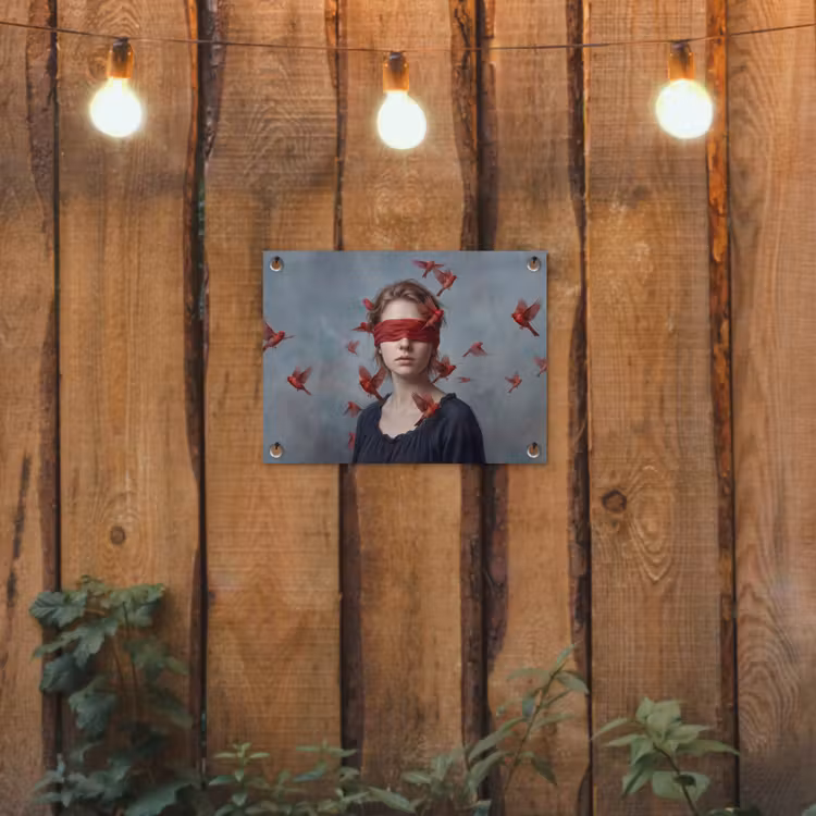 Portret - Krachtig - Rood tuinposter los doek klein -sfeer1