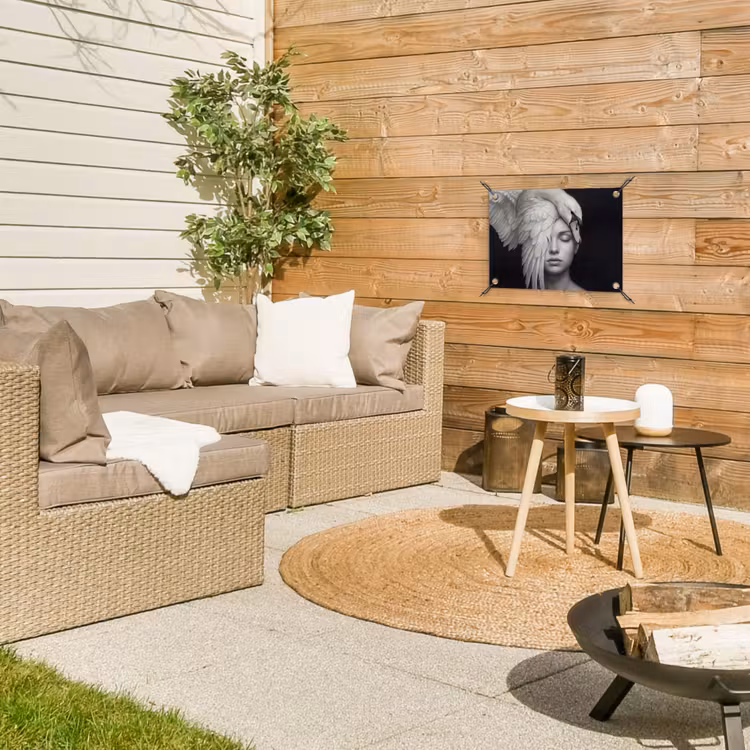 Portret - Zwaan - Zwart - Wit tuinposter los doek klein -sfeer4