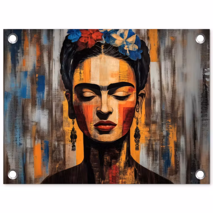 Portret - Vrouw - Bloemen tuinposter los doek klein -3d