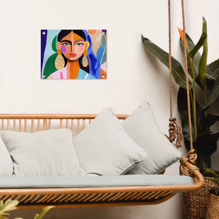 Portret - Vrouw - Modern tuinposter los doek klein -sfeer7