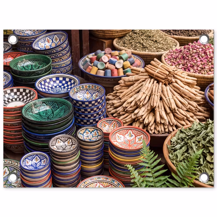 Garden Poster - Pottery - Oriental - Colorful - Aardewerk - Oosters - Kleurrijk tuinposter los doek klein