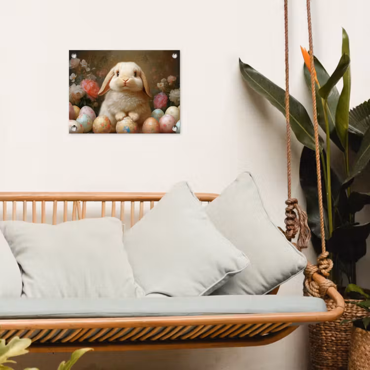 Konijn - Paaseieren - Stilleven tuinposter los doek klein -sfeer7