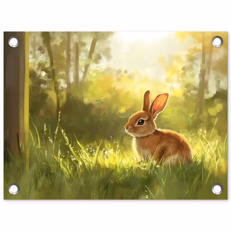 Konijn - Zonlicht - Bos tuinposter los doek klein -3d