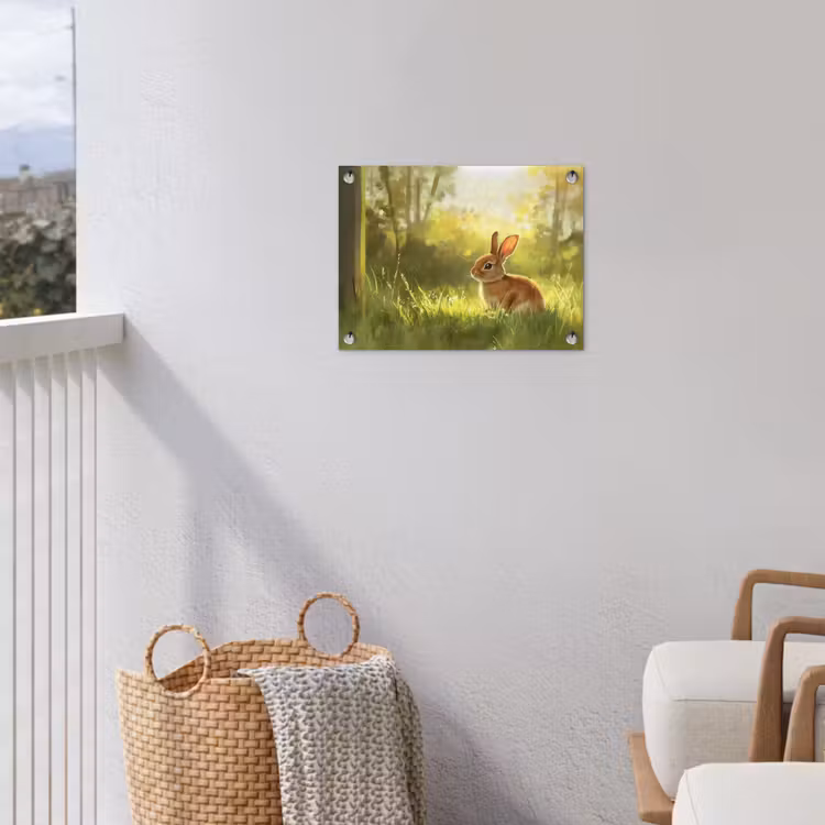 Konijn - Zonlicht - Bos tuinposter los doek klein -sfeer8