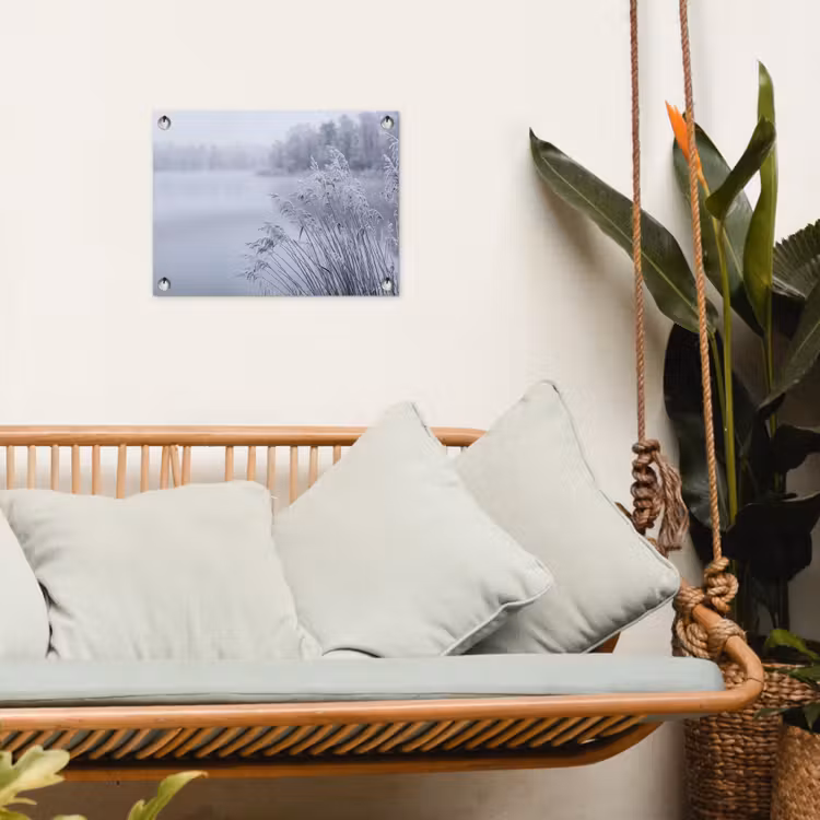 Riet - Bevroren - Winter - Natuur tuinposter los doek klein -sfeer7